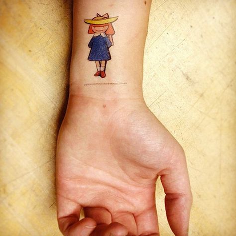 A tattoo of Madeline, written by Ludwig Bemelmans Madeline Tattoo, Literary Tattoo, Ludwig Bemelmans, Literary Tattoos, Chic Tattoo, Incredible Tattoos, Book Tattoo, Small Tattoo, Skin Art