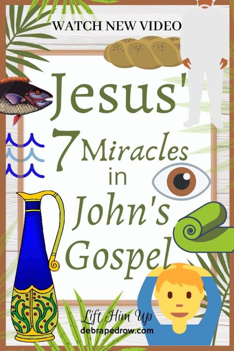 Jesus' 7 Miracles In John's Gospel | Lift Him Up Bible Studies For Beginners, Miracles Of Jesus, Gospel Of John, Four Gospels, All Sins, Bible Stories For Kids, Jesus Heals, Jesus Stories, Christian Messages