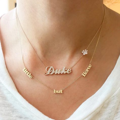 Block Font, Family Necklace, Solid Gold Necklace, Solid Gold Chains, Charm Pendant Necklace, Script Font, Unique Necklaces, Gold Charm, Real Diamonds