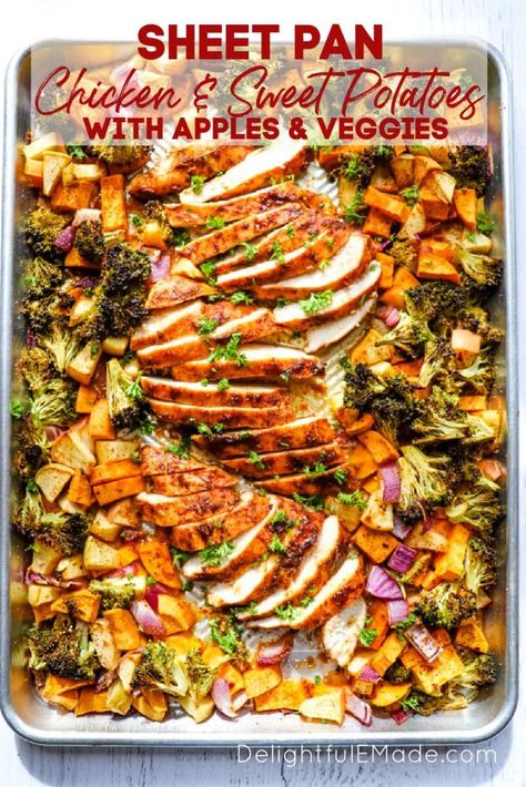 Light Meal Ideas, Dinners Vegetarian, Chicken And Sweet Potatoes, Dinners Chicken, Sheet Pan Chicken, Sheet Pan Suppers, Sheet Pan Dinners Recipes, Easy Potato Recipes, Oven Roasted Chicken