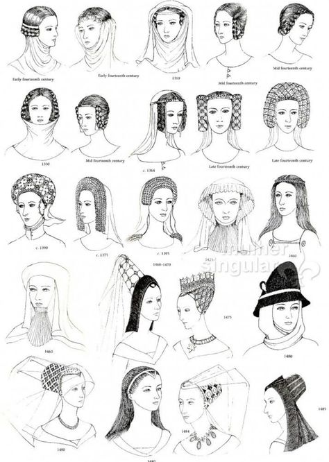 Middle Age Hair, Middle Ages Clothing, Empress Sissi, Medieval Hats, Medieval Hairstyles, Medieval Woman, Early Middle Ages, Medieval Costume, Medieval Clothing