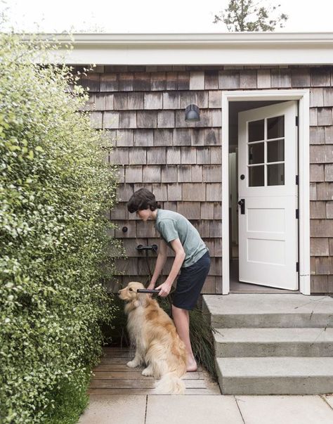 Outdoor shower pet proof dog by Matthew Williams Dog Washing Station Outdoor, Living Pool, Dog Washing Station, Dog Wash, Dog Rooms, Dog Shower, Grand Junction, Dog Bath, Summer Cottage