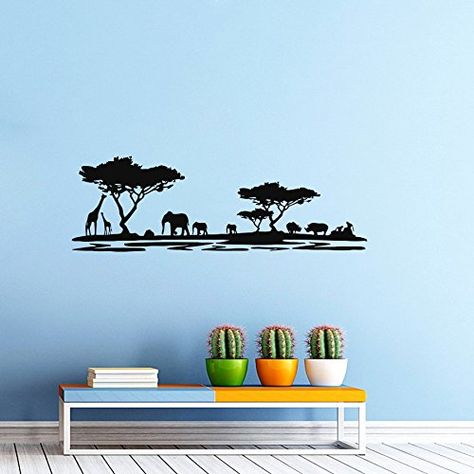 African Safari Nursery, Safari Tree, Jungle Wall Decals, Elephant Decal, Nursery Stickers, Kitchen Wall Decals, Animal Wall Decals, Safari Nursery Decor, Baby Room Wall