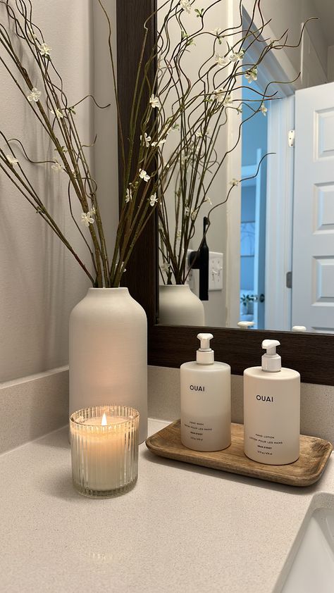 Simple and easy ways to decorate your apartment bathroom! Shop this picture at the link below! Ways To Decorate Your Apartment, Decorate Your Apartment, Neutral Bathroom Decor, Bathroom Counter Decor, Sink Decor, Guest Bathroom Decor, Restroom Decor, Aesthetic Bathroom, Dream Apartment Decor