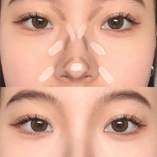 Makeup | Contour hack 😱 @zehrasebnemgursu | Instagram Contour Placement, Makeup Tutorials Step By Step, Makeup Nose, Makeup Contour, Asian Makeup Tutorials, Nose Contour, Concert Makeup, Makeup Tutorial Step By Step, Nose Contouring