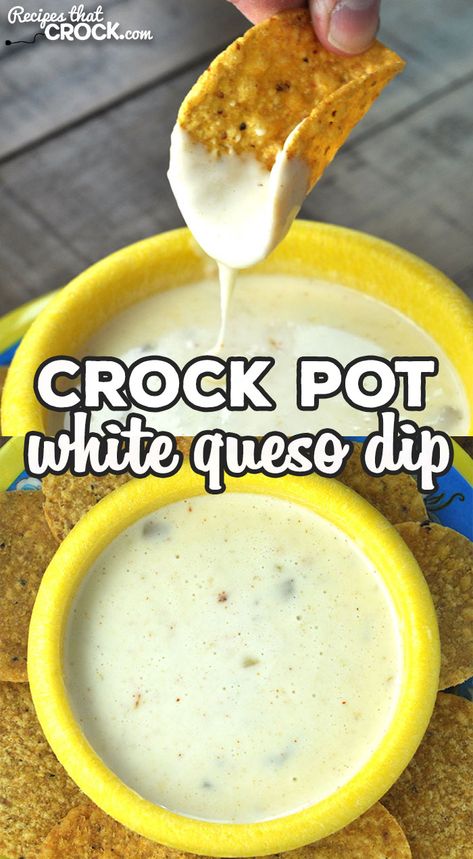 White Queso Dip Crockpot, Queso Dip Crockpot, White Queso Dip Recipe, White Cheese Dip Recipe, Dip Crockpot, Easy Queso, Queso Dip Recipe, White Cheese Dip, White Queso Dip