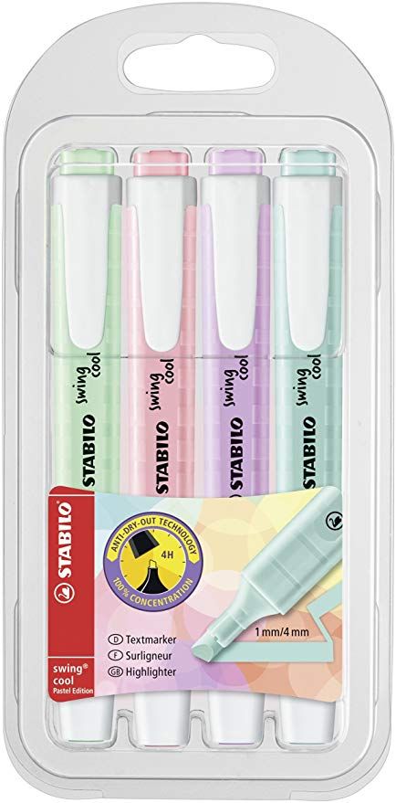 Stabilo Pastel Highlighter, Pastel Highlighters Pens, Cool Swings, Pastel Highlighter, Cool C, Best Highlighter, Highlighter Set, Packing A Cooler, Highlighter Pen