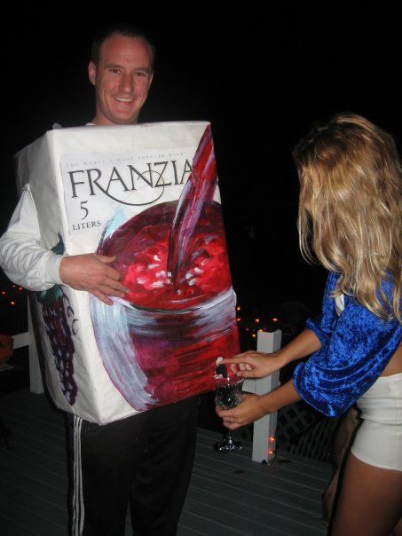 glass of boxed wine from a dude, yes please! Box Of Wine Halloween Costume, Wine Box Costume, Drink Costume Ideas, Wine Glass Costume, Alcholic Halloween Costumes, Wine Bottle Costume, Liquor Halloween Costumes, Cheese Costume, Beer Costume