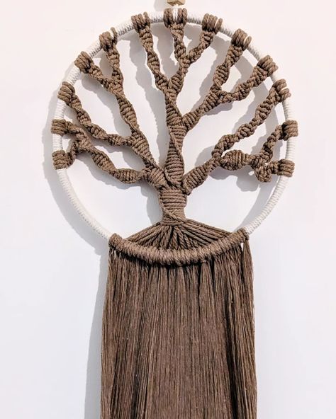 Tree of life macrame dream catcher/ wall hanging🤎 #macrame #dreamcatcher #treeoflife #homedecor #art #artisan #creative Circle Macrame Wall Hanging, Tree Of Life Macrame, Dreamcatcher Macrame, Macrame Dreamcatcher, Dream Catcher Wall Hanging, Macrame Dream Catcher, Dream Catcher Wall, Handmade Tree, Wooden Circle