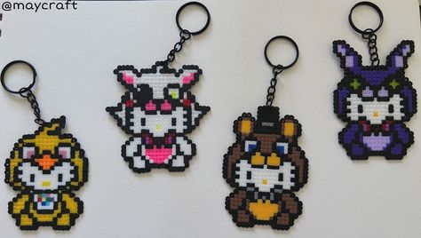 #hellokitty #fnaf #fivenightsatfreddys #hamabeads #hamabeadsmini #hamabead #hamabeadsart #cute Hama Beads, Five Nights At Freddy's, Hello Kitty, Art