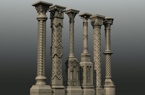 Gothic Column Architecture, Goth Mural, Gothic Column, Gothic Pillar, Gothic Castle Interior, Architectural References, Gothic Ornament, Real Castles, Wood Column