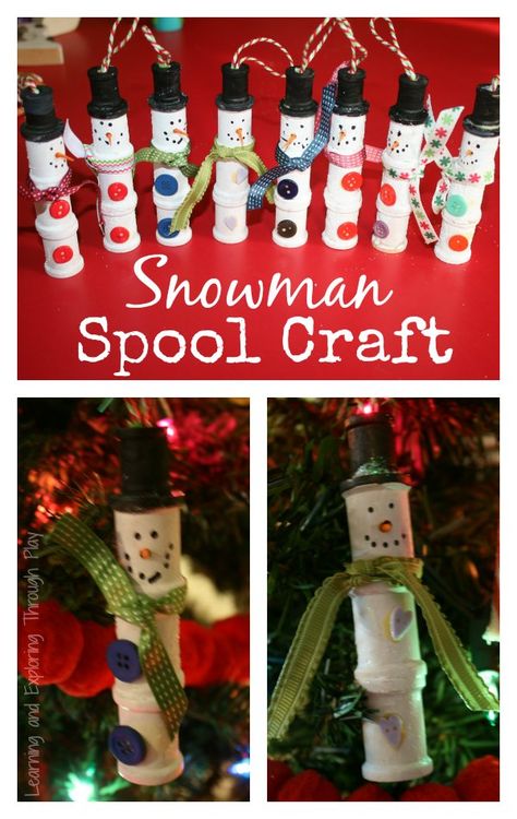 Learning and Exploring Through Play: Snowman Spool Craft Spool Ornaments, Gems Crafts, Ice Theme, Christmas Family Feud, Wooden Spool Crafts, Snowman Ideas, Advent Ideas, Spool Crafts, Seasonal Activities