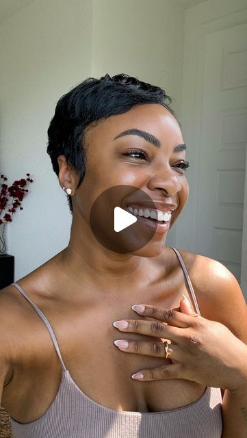 Alisha | Lifestyle & Wellness on Instagram: "This Summer heat will NOT stop me from rocking my pixie cut, so I had to find a routine that keeps my hair straight and frizz free and yall… I think I found it! 🙌🏾 The major changes for me has been 1.) how I mold it. I now focus on laying my hair down exactly how I want it fall and 2.) add an oil and a wax stick prior to curling for style longevity.   Products Used:  @influancehaircare1 Honey Almond Styling Foam @kenraprofessional Platinum Platinum Pearl Detangler  @lorealparis Sleek It Heat Protectant @keracareofficial Hair Wax Stick @olaplex Oil  #hairtutorial #shorthair #stylingshorthair #naturalhair #shorthairideas #shorthairtutorial #pixiecut #naturalhairtutorial #pixiehaircut #pixiehair #pixie" Pixie Cut Relaxed Hair, Short Pixie Styling Products, Short Natural Straight Hairstyles, Pixie Cut On Natural Hair, Diffuser On Straight Hair, Relaxer Free Pixie Cut, Pixie Cut Black Women Natural Hair, Short Relaxed Hairstyles Pixie Cuts, Olaplex Oil