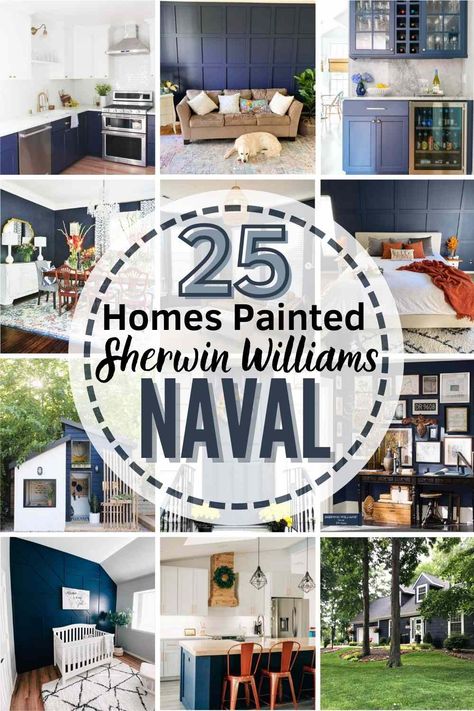 Sherwin Williams Navy, Naval Sherwin Williams, Sherwin Williams Naval, Navy Blue Paint Colors, Coastal Paint Colors, Navy Blue Paint, Navy Houses, Navy Paint, Sherwin Williams Colors