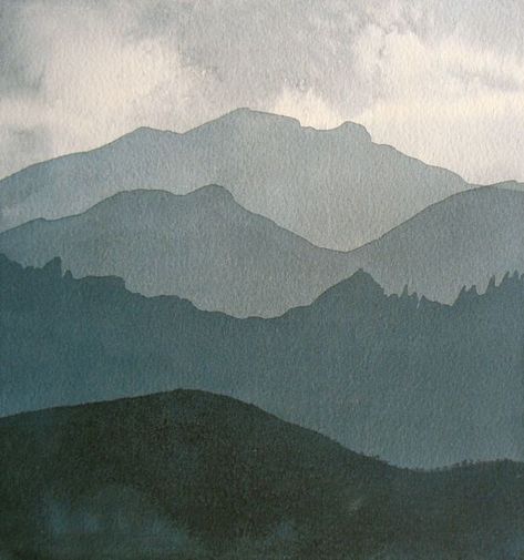 PaperArtsy: 2017 Topic 10: Dark to Light and Contrasts {Introduction and Challenge} Mountain Layers Painting, Atmospheric Perspective Watercolor, Layered Mountains Painting, Atmospheric Landscape Painting, Atmospheric Perspective Drawing, Atmospheric Perspective Painting, Simple Mountain Painting, Painting Values, Atmospheric Drawing