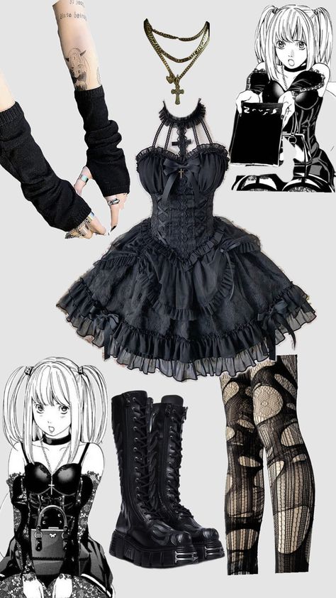 misa amane inspired outfit ‼️ #misaamane #misa #deathnote #anime #gothic #goth #gothoutfit #outfitinspo #outfit #trending #fyp #foryou Misa Amane Outfit, Outfit Ideas Goth, Misa Amane Cosplay, Goth Halloween Costume, Deathnote Anime, Anime Gothic, Gothic Halloween Costumes, Cosplay Ideas Women, Ugly Outfits