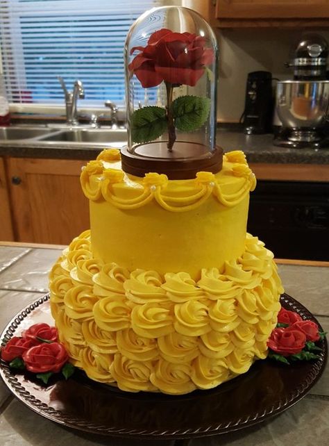 Beauty And The Beast Cake, Beauty And Beast Birthday, Beauty And The Beast Birthday, Belle Cake, Belle Birthday, Princess Cakes, Beauty And The Beast Party, Beauty And Beast, Disney Cakes