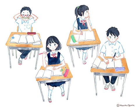 Anime Students High Schools, High School Drawing, Drawing Illustrator, Anime High School, School Illustration, Student Drawing, Art Gallery Wallpaper, Illustration Watercolor, Junior High School