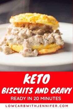 Keto Busicuts, Keto Sausage Gravy And Biscuits, Keto Sausage And Biscuits, High Protein Biscuits And Gravy, Gluten Free Sausage Gravy, Keto Sausage Gravy, Keto Biscuits And Gravy, Gluten Free Sausage, Sausage Gravy And Biscuits