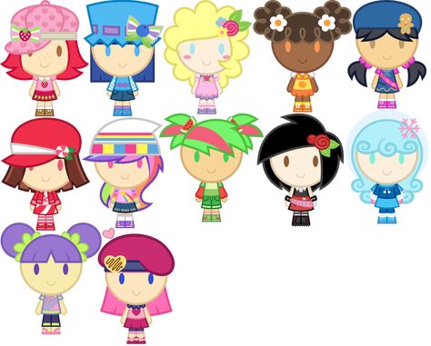 Strawberry shortcake redesigns by Cutiegirlz on DeviantArt Peppermint Fizz, Strawberry Shortcake Blueberry, Strawberry Shortcake Blueberry Muffin, Cake Orange, Strawberry Shortcake Cartoon, Strawberry Shortcake Characters, Rainbow Sherbet, Vintage Strawberry Shortcake, Ginger Snap