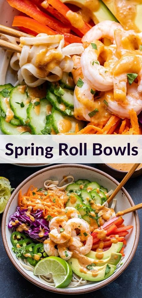 Spring Roll Bowls, Healthy Bowls Recipes, Healthy Bowls, Spring Roll, Asian Cooking, Asian Dishes, Bowls Recipe, Chopsticks, Healthy Lunch