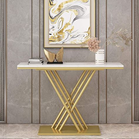 Steel Console Table, Fine Furniture Design, Table With Marble Top, Table With Marble, Console Table Styling, Unusual Furniture, Marble Console Table, Console Table Decorating, Metal Console Table