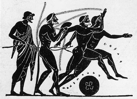 Cool idea for game time-- Ancient Olympics - First Olympic Games History from Olympia Ancient Greece Olympics, Ancient Olympic Games, Ancient Olympics, Ancient Olympia, Pentathlon, Equestrian Events, Greek Pottery, The Olympic Games, Modern Games