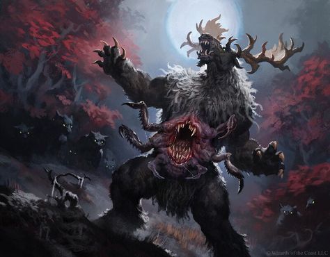 ArtStation - Ulvenwald Oddity and Ulvenwald Behemoth, Brent Hollowell Mtg Innistrad, Dnd Monster, Beast Creature, Mtg Art, Dnd Monsters, Fantasy Beasts, Cosmic Horror, Monster Concept Art, Fantasy Monster