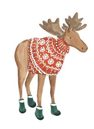 Sabina Fenn Illustration | Represented by i2i Art Inc. Moose Illustration, Sabina Fenn, Christmas Card Art, Christmas Inspo, Christmas Characters, Christmas Ornament Crafts, The Night Before Christmas, Noel Christmas, Christmas Paintings