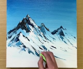 Arts | **Acrylic Painting Technique with Scissors / Drawing Mountains ** How To Paint Mountains, Acrylic Mountain Painting, Scissors Drawing, Paint Mountains, Drawing Mountains, Simple Acrylic, Mountain Painting, Acrylic Painting Techniques, Simple Acrylic Paintings