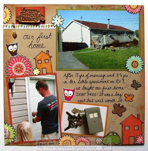 scrapbook first house House Scrapbook, 1st House, Our First Home, First House, New Family, Scrapbook Layout, Scrapbook Journal, House Layouts, Scrapbooking Ideas