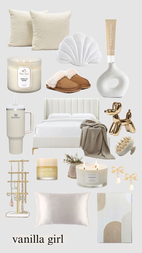 vanilla girl bedroom inspo Vanilla Girl Bedroom, Vanilla Girl Aesthetic, Room Wishlist, Beige Room, White Room Decor, Bedroom Bliss, Preppy Room Decor, Vanilla Girl, Preppy Room