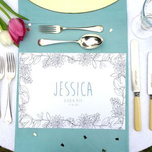 Personalised Wedding Colour Me In Table Place Mats - favourites on notonthehighstreet by Chi-Chi Moi Budget Wedding Favours, Biscuit Wedding Favours, Bridal Shower Favors Cheap, Table Place Mats, Heart Wedding Favors, Chocolate Wedding Favors, Wedding Colour, Candle Wedding Favors, Wedding Favors Cheap