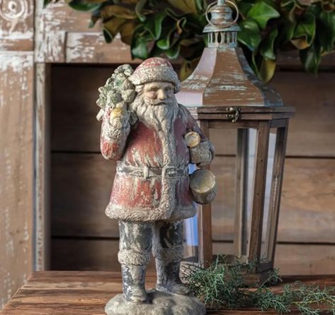 Oh my gosh😍I am in love. This is a perfect Santa Comment SHOP below to receive a DM with the link to shop this post on my LTK ⬇ https://liketk.it/4RBfz #ltkseasonal #ltkhome Santa Decorations, Primitive Farmhouse, Red Walls, Vintage Santa, Antique Farmhouse, Christmas Merry, Lantern Candle Holders, Vintage Santas, Farmhouse Christmas