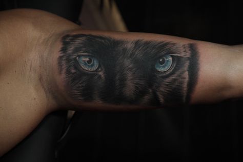 Black panther tattoo by Rich Pineda Black Panther Neck Tattoo, Panther Eyes Tattoo, Black Panther Necklace Tattoo, Panther With Wings Tattoo, Black Panther Animal Tattoo, Men’s Panther Tattoo, Black Panther Face, Black Panther Tattoo, Panther Tattoo