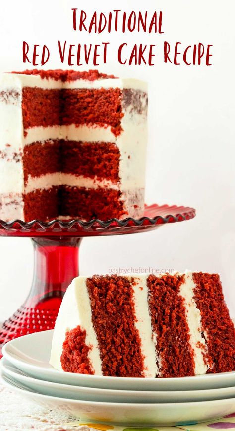 Original Red Velvet Cake Recipe, Traditional Red Velvet Cake, Red Velvet Cake Frosting, Southern Red Velvet Cake, Cooked Frosting, Best Red Velvet Cake, Ermine Frosting, Bolo Red Velvet, Layered Cakes