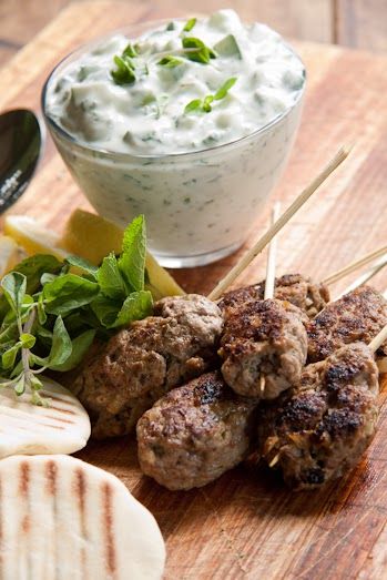 Yummy Recipes: Lamb Kofta with Tzatziki dip recipe Lamb Kofta, Tzatziki Recipes, Lamb Dishes, Lebanese Recipes, Idee Pasto Sano, Lamb Recipes, Kebabs, Middle Eastern Recipes, Turkish Recipes