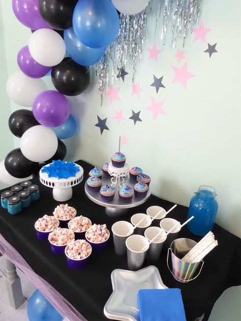 Galaxy + Star Dessert Table from a Twinkling Star Galaxy Party on Kara's Party Ideas | KarasPartyIdeas.com Easy Party Favor, Galaxy Party, Unique Party Themes, Star Birthday, Space Birthday Party, Quinceanera Party, Kids Party Themes, Birthday Table, Space Birthday