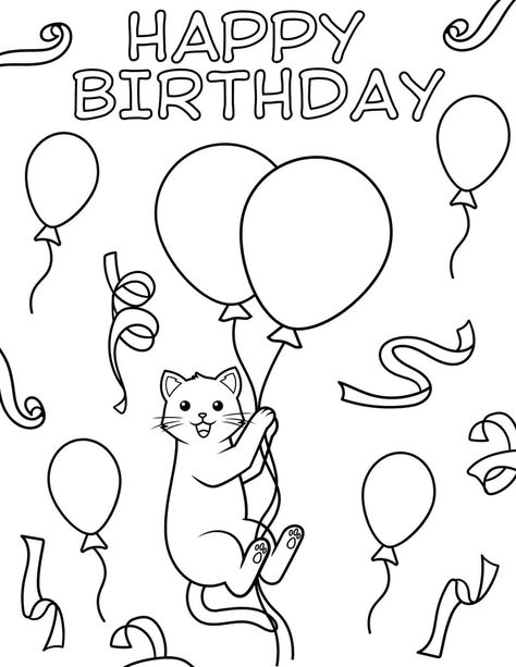 30 Free Printable Happy Birthday Coloring Pages for Kids 100 Birthday Cake, Birthday Card With Flowers, Party Coloring Pages, Coloring Birthday Cards, Birthday Cards Printable, Cat Hat Pattern, Birthday Cards Images, Birthday Card With Name, Worksheet Coloring