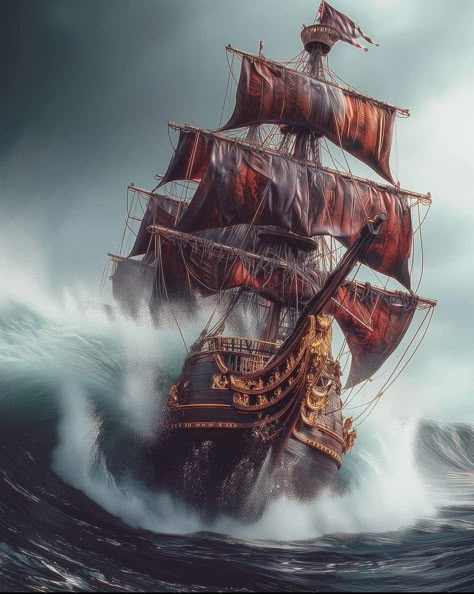 Fantasy Ship, Fantasy Pirate Ship Art, Aesthetic Ship Pirate, Pirate Ship Bedroom, Burning Pirate Ship, Wrecked Pirate Ship, Pirate Ship Stormy Sea, Pirate Ship Art, Pirate Books