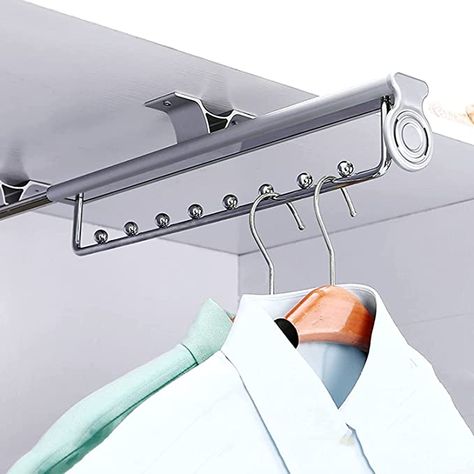 EdirFtra Retractable clothes rail for pull-out aluminum hanger hanger The hanger is retractable and space-saving,31CM : Amazon.co.uk: Home & Kitchen Valet Rod, Wardrobe Rail, Trouser Hangers, The Hanger, Clothes Rail, Organizing Systems, Space Saving Storage, Cabinet Organization, Towel Rack