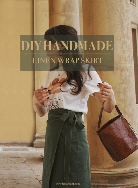 Diy Linen Skirt, Wrap Skirt Patterns Sewing, Linen Wrap Top Pattern, Linen Skirt Pattern, Linen Wrap Skirt Pattern, Elegant Linen Wrap Skirt, Wrap Top Diy, Fitted Linen Wrap Skirt With Lining, Sew Wrap Skirt