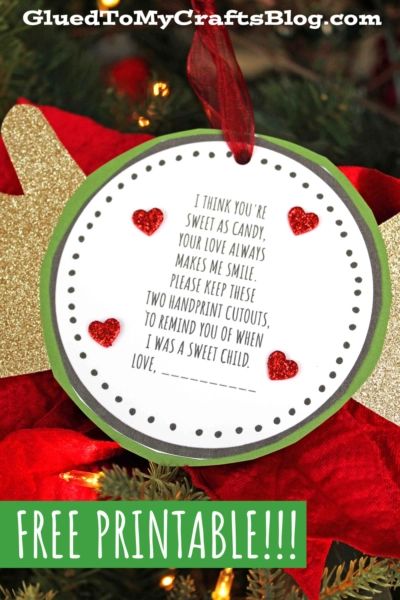 Handprint Candy Keepsake Ornament - Glued To My Crafts - Let's Get Crafty! Candy Poems, Kindergarten Christmas Crafts, Christmas Candy Crafts, Keepsake Ideas, Preschool Christmas Activities, Handprint Ornaments, Handprint Christmas, Keepsake Crafts, Creative Kids Crafts