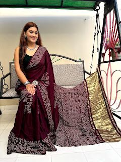 Silk sarees: Silk saree ₹2400 what's app +918370860832 Saree Cotton, Khadi Saree, Block Print Saree, Shibori Silk, Silk Saree Blouse, Bandhani Saree, Tussar Silk Saree, Organza Saree, Saree Look