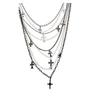 ❤❤ Pelo Sims, Goth Necklace, Edgy Jewelry, Indie Jewelry, Layered Chain, Layered Chain Necklace, Collar Chain, Dope Jewelry, Black Cross