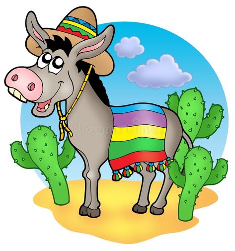 Mexican donkey in desert. Color illustration #Sponsored , #SPONSORED, #sponsored, #donkey, #Color, #desert, #Mexican Mexican Flag Drawing, Fiesta Mexicana Ideas, Mexican Donkey, Mexican Theme Party Decorations, Cactus Paintings, Latino Art, Mexican Doll, Painted Pots Diy, Painted Clay Pots