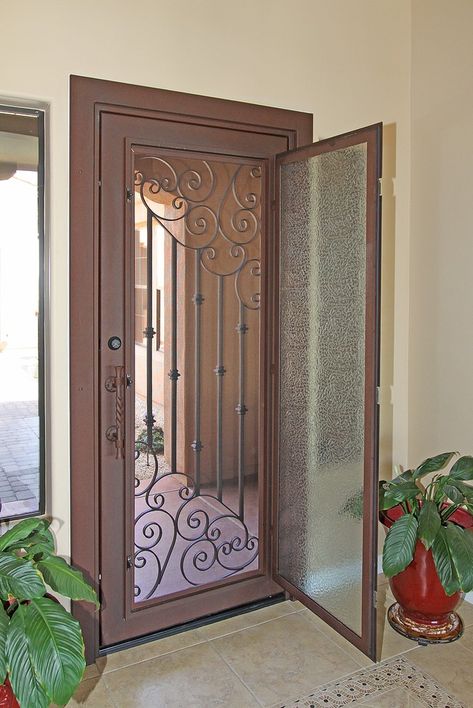 Modern Entry - Modern - Entry - Phoenix | Houzz Iron Security Doors, Porte In Ferro, Security Screen Door, Iron Front Door, Iron Entry Doors, Metal Doors Design, Steel Door Design, Iron Door Design, Grill Door Design