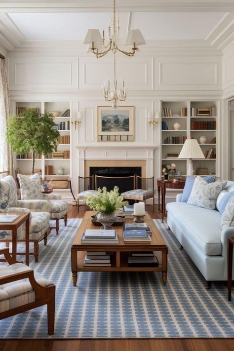 Mark Sikes Living Room, Interiors With Character, Southern Comfort Home Decor, Traditional Colorful Living Room, Cozy Living Rooms Colorful, New England Style Home Interior, Georgian Interiors Living Room, Timeless Family Room, Traditional Home Interiors Living Room