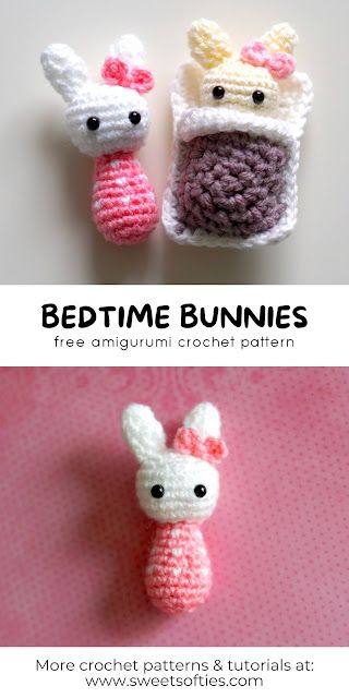 Bedtime Bunnies · Free Amigurumi Crochet Pattern - Sweet Softies | Amigurumi and Crochet Sweet Softies Crochet, Crochet Bunny Patterns, Crochet Miniatures, Bunny Patterns, Easy Crochet Animals, Crochet Bunny Pattern, Fall Crochet, Crochet Easter, Crochet Animals Free Patterns