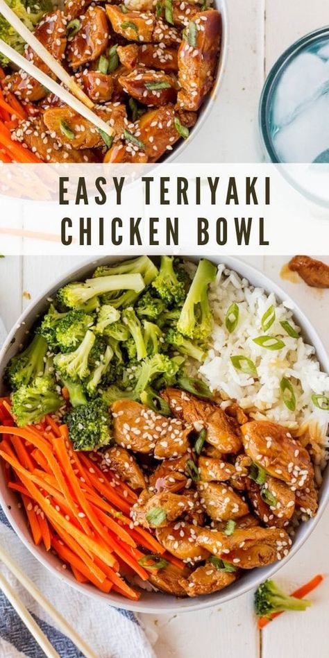 Teriyaki Chicken Bowl Recipe, Easy Chicken Teriyaki, Teriyaki Chicken Rice Bowl, Teriyaki Chicken Bowl, Pollo Teriyaki, Teriyaki Chicken And Rice, Easy Teriyaki Chicken, Chicken Bowl Recipe, Teriyaki Bowl